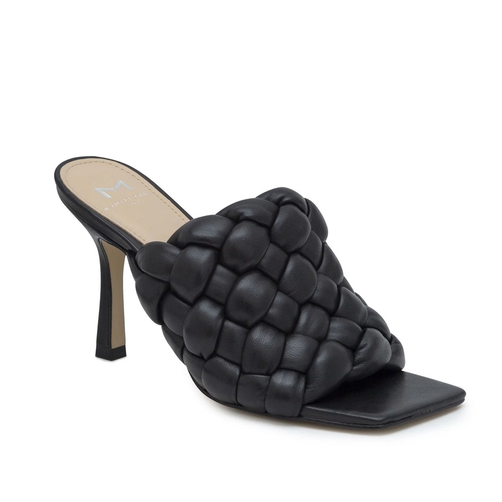 Marc Fisher Black Braided Leather Heeled Slide